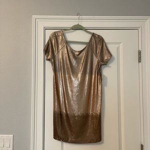 Free People Ombré Rose Gold Mini Dress Low Back NWT
